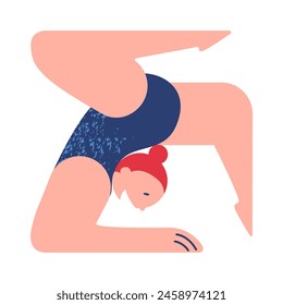 Female gymnast performing rhythmic gymnastics. Sports. Sketch vector illustration