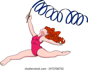 female gymnast in pink with tape white background