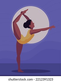 Female Gymnast Stretching, Vector Image