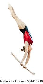 female gymnast in uneven bars is artistic gymnastics