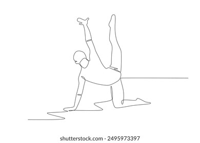 Female gymnastics athlete. Olympics gymnastics concept one-line drawing