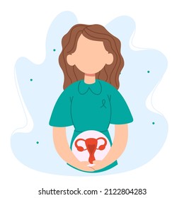 Female Gynecological Problems Infertility Endometriosis Concept. Vector Illustration