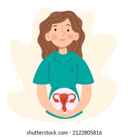 Female gynecological problems infertility endometriosis concept. vector illustration