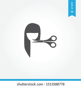 Female hair cut vector icon, simple sign for web site and mobile app.