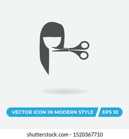 Female hair cut vector icon, simple sign for web site and mobile app.