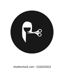 Female hair cut vector icon, simple sign for web site and mobile app.