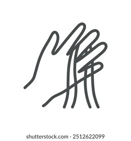 Female Hair Loss Icon. Simple Line Illustration of a Hand with Falling Hair Strands, Representing Hair Thinning and Alopecia in Women.