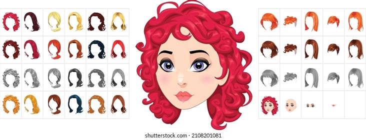 Female Hair styles collection vector
