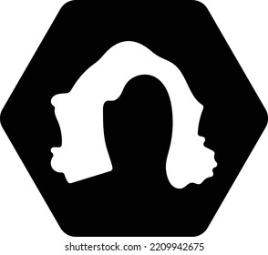 Female hair symbol design for web and app