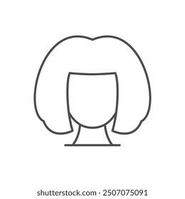 Icono de línea de peluca de cabello femenino