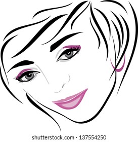 Female hairdo. Icon for design. Vector