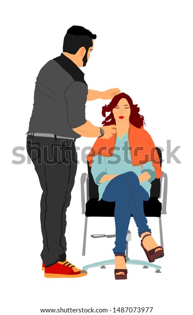 Female Hairdresser Client Lady Beauty Salon Stock Vector Royalty