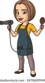 Female hairdresser holding dryer vector illustration