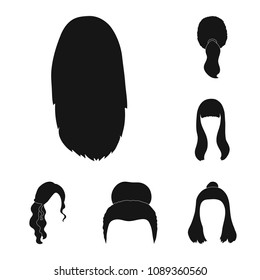 Female hairstyle black icons in set collection for design. Stylish haircut vector symbol stock web illustration.