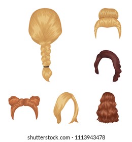 Female hairstyle cartoon icons in set collection for design. Stylish haircut vector symbol stock web illustration.