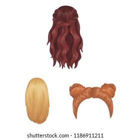 Female hairstyle cartoon icons in set collection for design. Stylish haircut vector symbol stock web illustration.