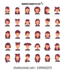Female hairstyle cartoon,monochrom icons in set collection for design. Stylish haircut vector symbol stock web illustration