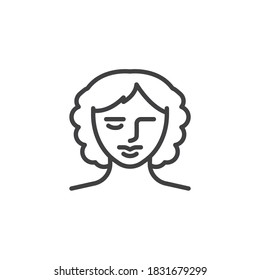 Female hairstyle line icon. linear style sign for mobile concept and web design. Trendy Women's Hairstyle outline vector icon. Symbol, logo illustration. Vector graphics