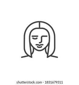 Female hairstyle line icon. linear style sign for mobile concept and web design. Trendy Women's Hairstyle outline vector icon. Symbol, logo illustration. Vector graphics