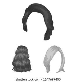 Female hairstyle monochrome icons in set collection for design. Stylish haircut vector symbol stock web illustration.