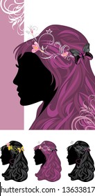 Female hairstyle. Patterns for design. Vector