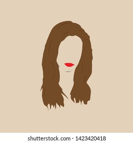 Female hairstyle and red lips. Vector illustration.