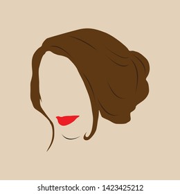 Female hairstyle and red lips. Vector illustration.