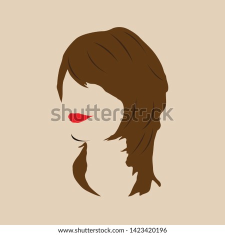 Female hairstyle and red lips. Vector illustration.
