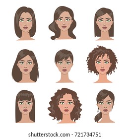 Female hairstyles set. All types of hair.