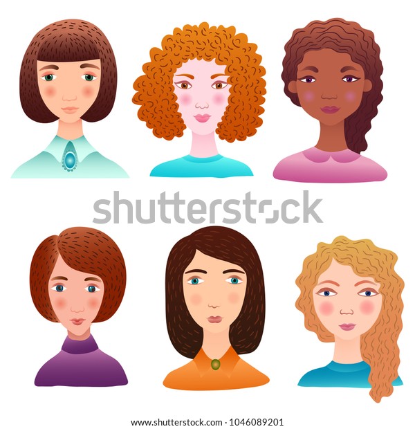 Female Hairstyles Set All Types Hair Stock Vector Royalty Free