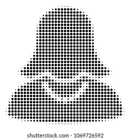 Female halftone vector icon. Illustration style is dotted iconic Female icon symbol on a white background. Halftone pattern is circle dots.