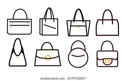 Female hand bags icon set vector illustration. 