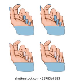 Female Hand with Beautiful Manicure. Manicure collection. Beauty Salon design concept. HAND DRAWN vector art. 