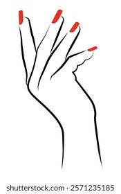 female hand with bright red nails