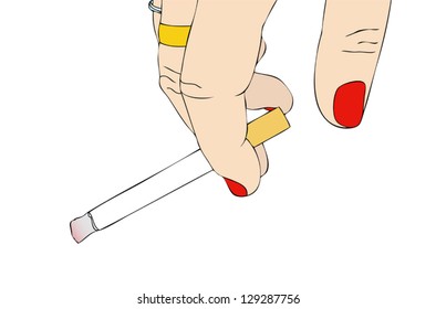 Female hand with cigarette