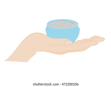 Female hand with cream. vector illustration