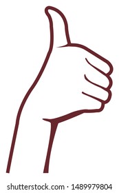 Female hand gesture (hand sign) vector illustration / thumb up 