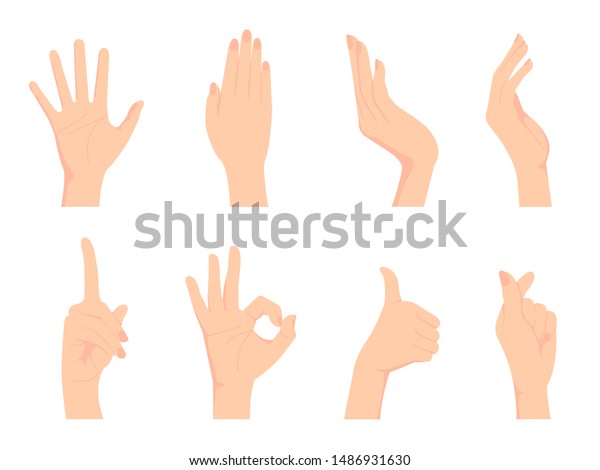 メスの手のジェスチャ 手のしぐさ ベクターイラストセット Okサイン 親指 指の心など のベクター画像素材 ロイヤリティフリー