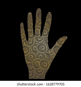 female hand with golden patterns in the form of circles. eps10 vector stock illustration.
