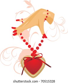 Female hand with heart. Vector