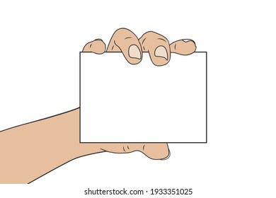 La mano femenina sostiene una carta. Ilustración de material vectorial eps10.