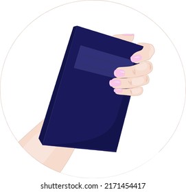 female hand holding a book