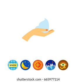 Female hand holding mousse vector icon