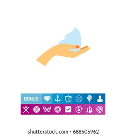 Female hand holding mousse vector icon