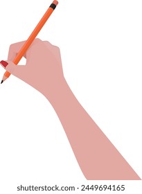 female hand holding a pencil - illustration made for use in doodle videos - good for motion design