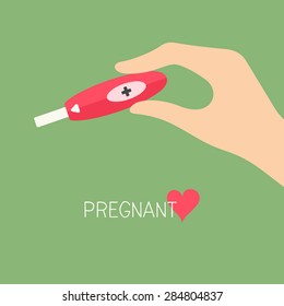 Female Hand Holding Pregnancy Test Vector Illustration