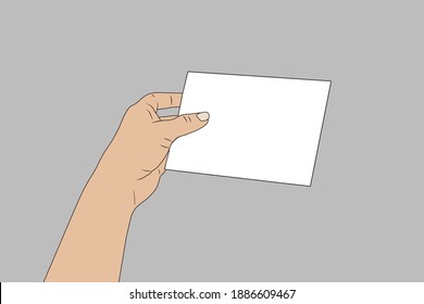 A female hand holds a blank sheet. Vector stock illustration eps10. 