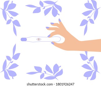 The female hand holds a test for pregnancy, a vector chart