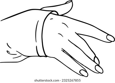 Female hand with long nails human body part doodle linear cartoon coloring