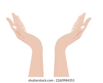 Female hand on a white background.